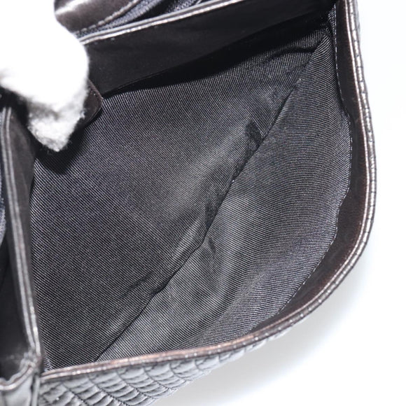 BALLY Kette Umhängetasche Leder Schwarz Gold Auth YKZ154A