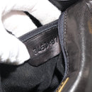 BALLY Kette Umhängetasche Leder Schwarz Gold Auth YKZ154A-25