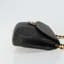 BALLY Kette Umhängetasche Leder Schwarz Gold Auth YKZ154A-3
