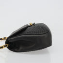 BALLY Kette Umhängetasche Leder Schwarz Gold Auth YKZ154A-4