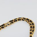 BALLY Kette Umhängetasche Leder Schwarz Gold Auth YKZ154A-5