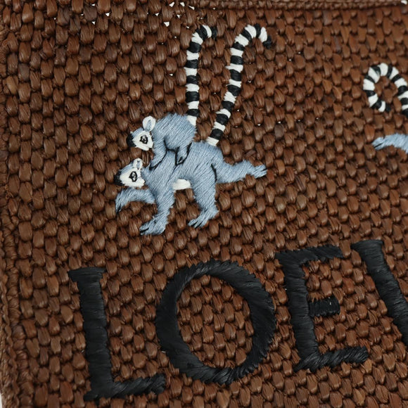 LOEWE Font Tote Small Suna Fujita Collaboration Bag Raffia 2way Auth YKZ1552SAM