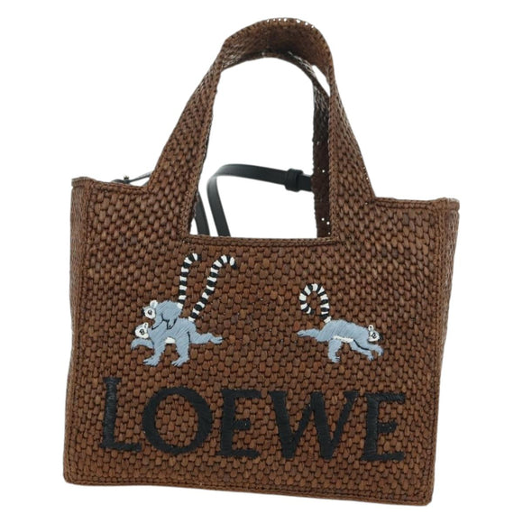 LOEWE Font Tote Small Suna Fujita Collaboration Bag Raffia 2way Auth YKZ1552SAM