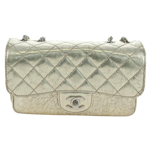 CHANEL Matelasse Chain Shoulder Bag Leather Gold CC Auth YKZ1557SAM