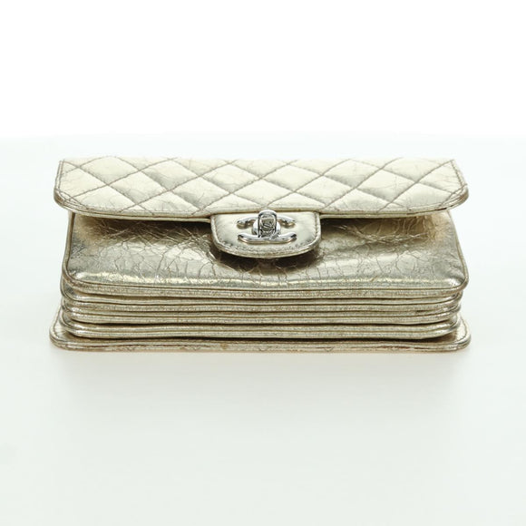 CHANEL Matelasse Chain Shoulder Bag Leather Gold CC Auth YKZ1557SAM