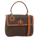 CELINE Macadam Canvas Handtasche PVC Leder 2-Wege Braun Gold Auth YKZ1558A-1