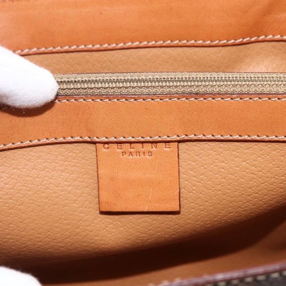 CELINE Macadam Canvas Handtasche PVC Leder 2-Wege Braun Gold Auth YKZ1558A