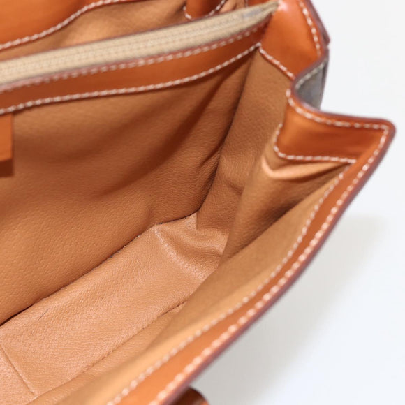CELINE Macadam Canvas Handtasche PVC Leder 2-Wege Braun Gold Auth YKZ1558A