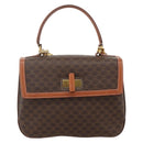 CELINE Macadam Canvas Handtasche PVC Leder 2-Wege Braun Gold Auth YKZ1558A-13