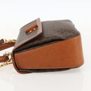 CELINE Macadam Canvas Handtasche PVC Leder 2-Wege Braun Gold Auth YKZ1558A-3