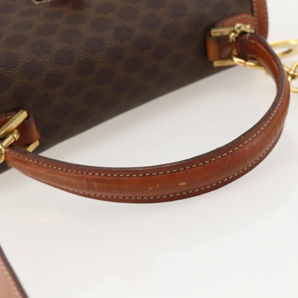 CELINE Macadam Canvas Handtasche PVC Leder 2-Wege Braun Gold Auth YKZ1558A
