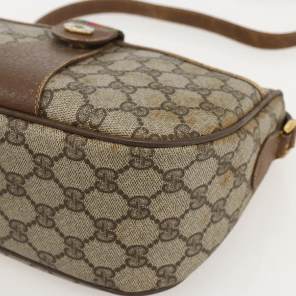 GUCCI GG Supreme Web Sherry Line Bag PVC Beige Gold 56 02 032 Auth YKZ1559