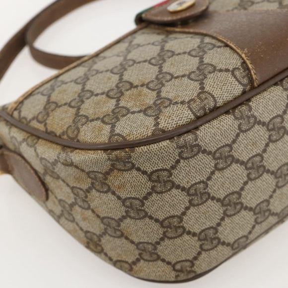GUCCI GG Supreme Web Sherry Line Bag PVC Beige Gold 56 02 032 Auth YKZ1559