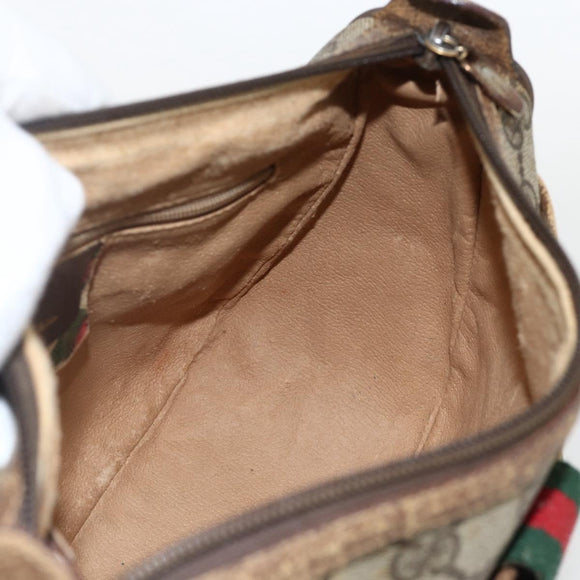 GUCCI GG Supreme Web Sherry Line Bag PVC Beige Gold 56 02 032 Auth YKZ1559