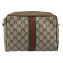GUCCI GG Supreme Web Sherry Line Clutch Bag PVC Beige Gold 89 01 012 Auth YKZ156-13