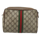 GUCCI GG Supreme Web Sherry Line Clutch Bag PVC Beige Gold 89 01 012 Auth YKZ156-2