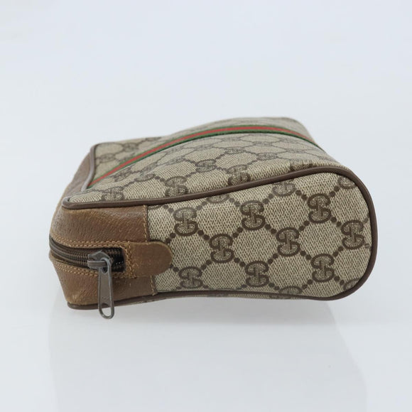 GUCCI GG Supreme Web Sherry Line Clutch Bag PVC Beige Gold 89 01 012 Auth YKZ156