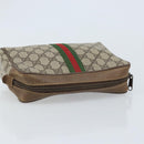 GUCCI GG Supreme Web Sherry Line Clutch Bag PVC Beige Gold 89 01 012 Auth YKZ156-5