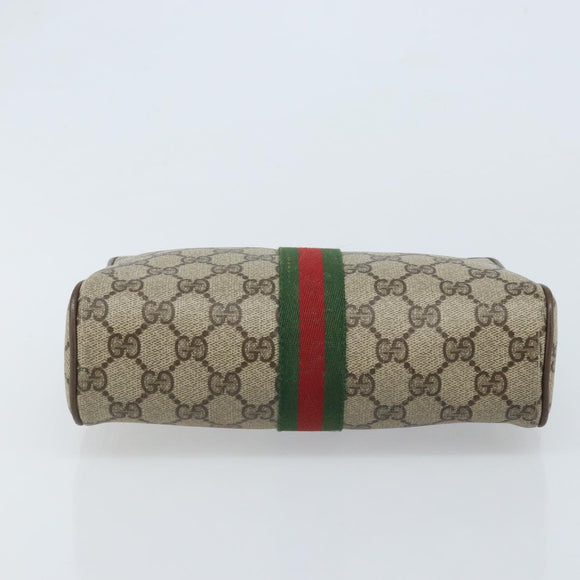 GUCCI GG Supreme Web Sherry Line Clutch Bag PVC Beige Gold 89 01 012 Auth YKZ156