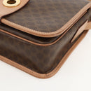 CELINE Macadam Canvas Circle Shoulder Bag PVC Leather Brown Gold Auth YKZ1561A-8