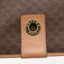 CELINE Macadam Canvas Circle Shoulder Bag PVC Leather Brown Gold Auth YKZ1561A-18