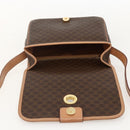 CELINE Macadam Canvas Circle Shoulder Bag PVC Leather Brown Gold Auth YKZ1561A-19