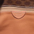 CELINE Macadam Canvas Circle Shoulder Bag PVC Leather Brown Gold Auth YKZ1561A-12