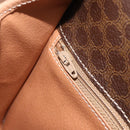 CELINE Macadam Canvas Circle Shoulder Bag PVC Leather Brown Gold Auth YKZ1561A-23