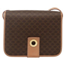 CELINE Macadam Canvas Circle Shoulder Bag PVC Leather Brown Gold Auth YKZ1561A-13