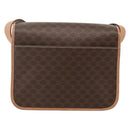 CELINE Macadam Canvas Circle Shoulder Bag PVC Leather Brown Gold Auth YKZ1561A-3