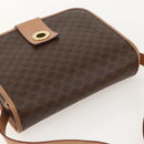CELINE Macadam Canvas Circle Shoulder Bag PVC Leather Brown Gold Auth YKZ1561A-6