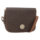 CELINE Macadam Canvas Horse Carriage Bag PVC Leather Brown Gold Auth YKZ1563-1