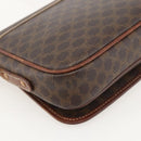 CELINE Macadam Canvas Horse Carriage Bag PVC Leather Brown Gold Auth YKZ1563-17