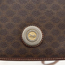 CELINE Macadam Canvas Horse Carriage Bag PVC Leather Brown Gold Auth YKZ1563-18