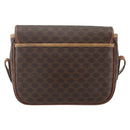 CELINE Macadam Canvas Horse Carriage Bag PVC Leather Brown Gold Auth YKZ1563-2