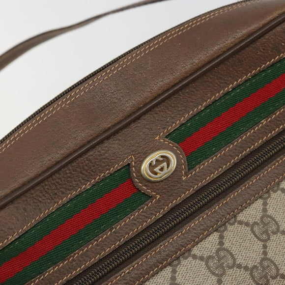 GUCCI GG Supreme Web Sherry Line Bag PVC Beige Gold Red 119 02 088 Auth YKZ1578