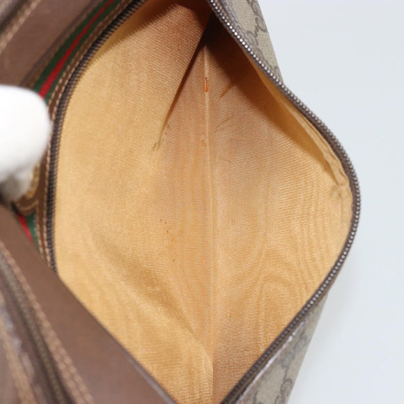 GUCCI GG Supreme Web Sherry Line Bag PVC Beige Gold Red 119 02 088 Auth YKZ1578