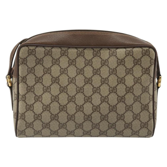 GUCCI GG Supreme Web Sherry Line Bag PVC Beige Gold Red 119 02 088 Auth YKZ1578