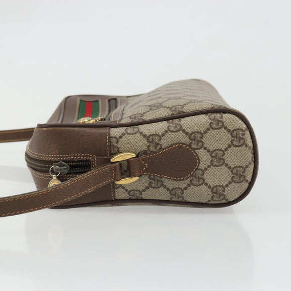 GUCCI GG Supreme Web Sherry Line Bag PVC Beige Gold Red 119 02 088 Auth YKZ1578