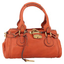 Chloe Paddington Hand Bag Leather Orange Gold Silver Auth YKZ1580SAM-1