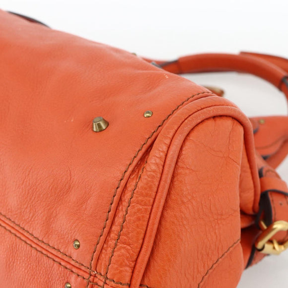 Chloe Paddington Hand Bag Leather Orange Gold Silver Auth YKZ1580SAM