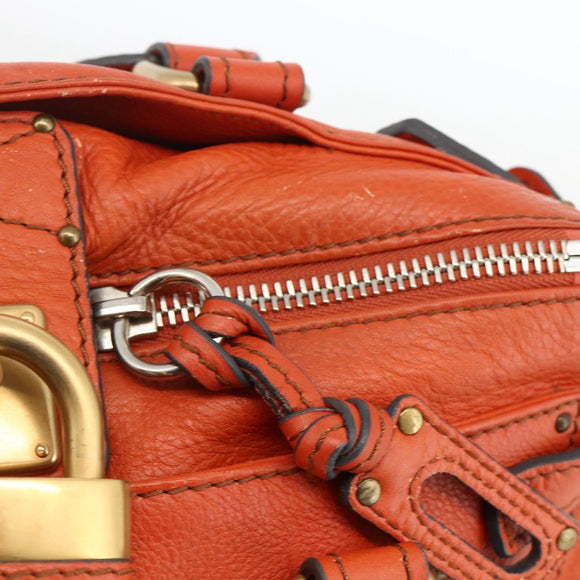 Chloe Paddington Hand Bag Leather Orange Gold Silver Auth YKZ1580SAM