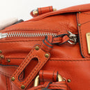 Chloe Paddington Hand Bag Leather Orange Gold Silver Auth YKZ1580SAM-16