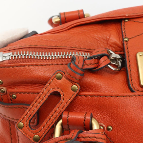 Chloe Paddington Hand Bag Leather Orange Gold Silver Auth YKZ1580SAM