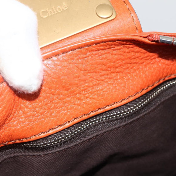 Chloe Paddington Hand Bag Leather Orange Gold Silver Auth YKZ1580SAM