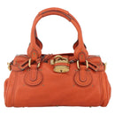 Chloe Paddington Hand Bag Leather Orange Gold Silver Auth YKZ1580SAM-2