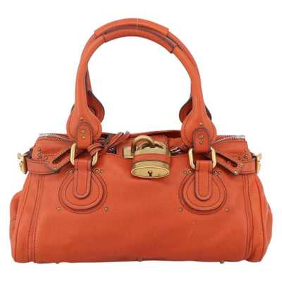 Chloe Paddington Hand Bag Leather Orange Gold Silver Auth YKZ1580SAM - 0