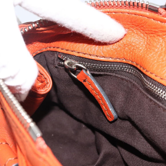 Chloe Paddington Hand Bag Leather Orange Gold Silver Auth YKZ1580SAM
