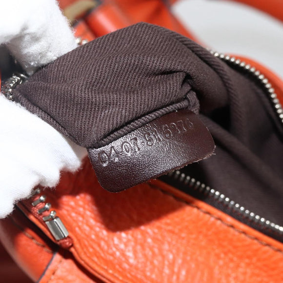 Chloe Paddington Hand Bag Leather Orange Gold Silver Auth YKZ1580SAM