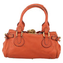 Chloe Paddington Hand Bag Leather Orange Gold Silver Auth YKZ1580SAM-3
